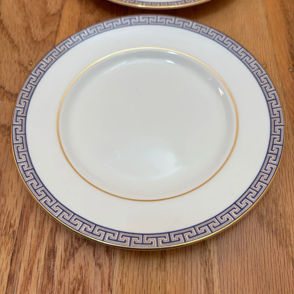Wedgwood Palatia China Set 4 Bread Butter Plates Appetizer Greek‎ Key Excellent